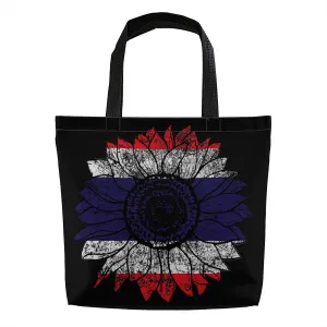 Vintage Sunflower Thailand Thai Flag Tote Bag for Women Men Large Reusable Beach Shoulder Bags With Zipper for Gym Shopping Travel Gifts Yoga