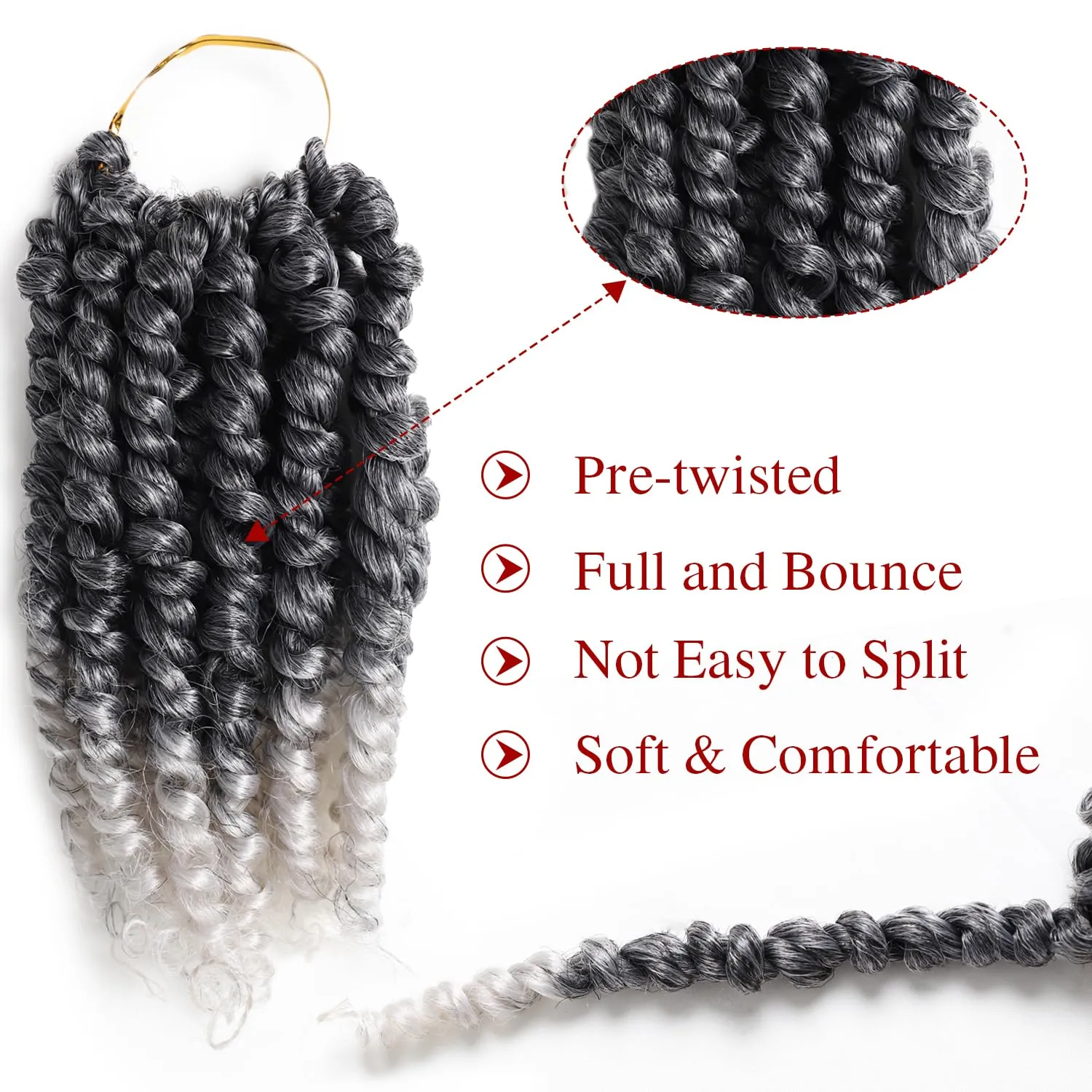 VIOLET Passion Twist Crochet Hair - 6 Inch, 9 Packs, Pre-twisted, for Black Women (TGray)