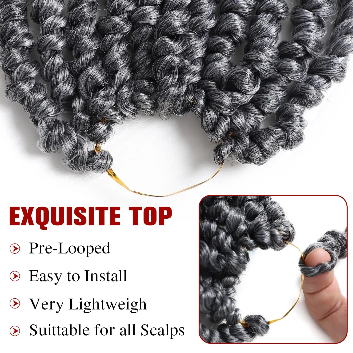 VIOLET Passion Twist Crochet Hair - 6 Inch, 9 Packs, Pre-twisted, for Black Women (TGray)