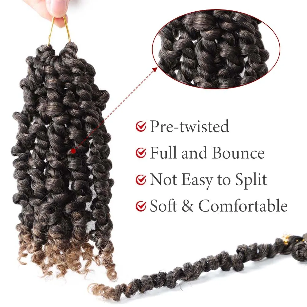 VIOLET Pre-twisted Passion Twist Crochet Hair 6 Inch 9 Packs Passion Twist Hair Pre Looped Ombre Blonde Short Passion Twist Hair Crochet Braids Hair Extensions（T27,6 Inch,9 Packs）