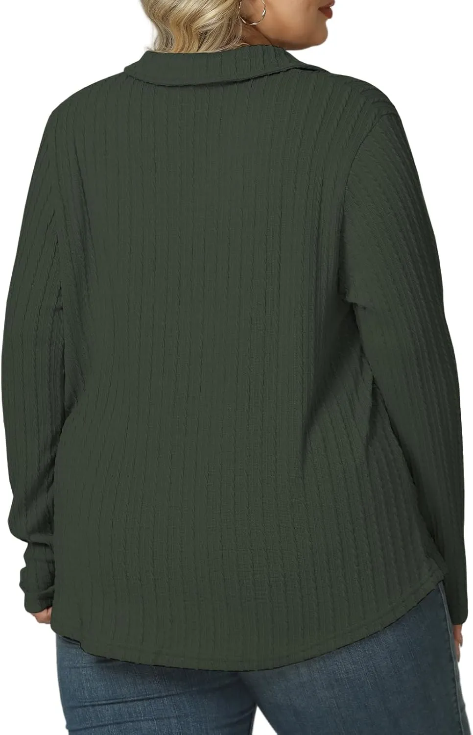 VISLILY Womens-Plus-Size-Tops-2025 Polo V Neck Shirts Lapel Collared Work Blouses Casual Long Sleeve Knit Tunics XL-5XL