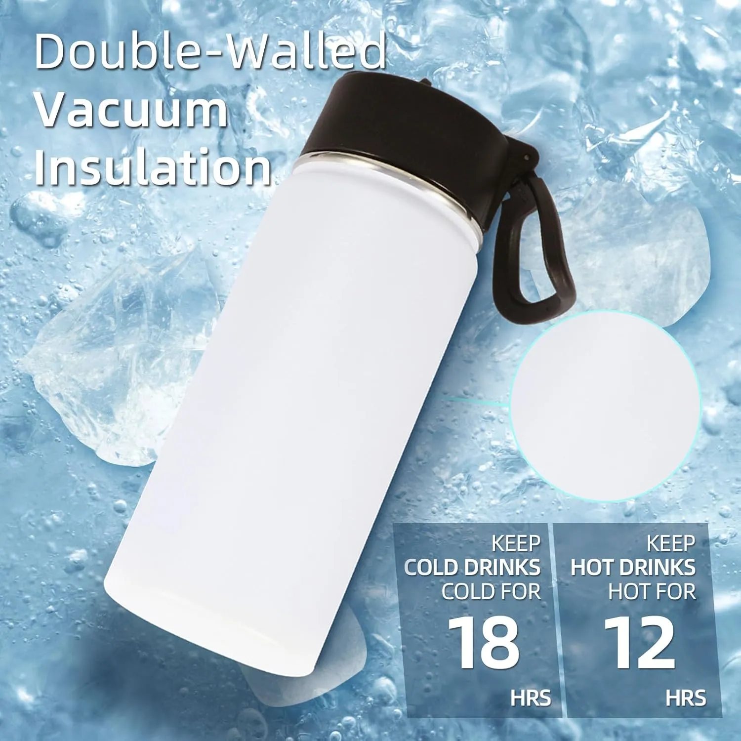 Volhoply 16 OZ Kids Water Bottle Bulk 8 Pack,Insulated Sports Bottles with Straw Lid,Stainless Steel Bottle with Handle Keep Cold & Hot,Double Wall Vacuum Tumbler Cups for School(Eight Color,Set of 8)