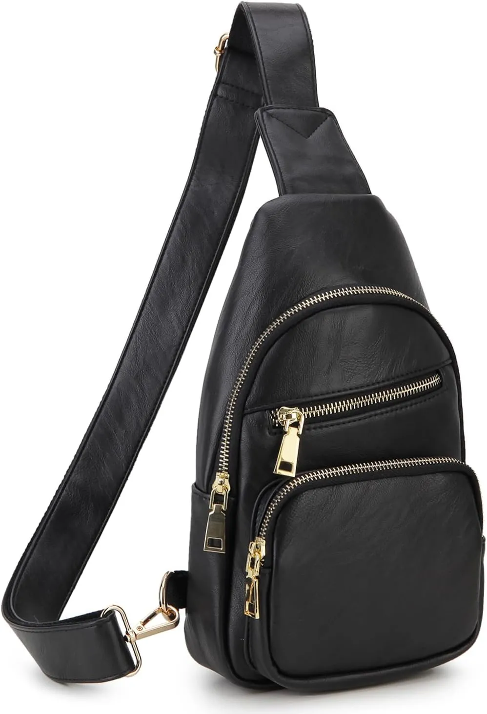 VX VONXURY Sling Bag for Women,PU Leather Crossbody Fanny Packs, Multipurpose Chest Bag with Adjustable Strap