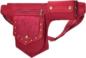Waist Bag Pouch for Women Vintage Waist pack Hip Bag Fanny Bag Renaissance Faire Festival Chest Pack with Adjustable Belt Strap