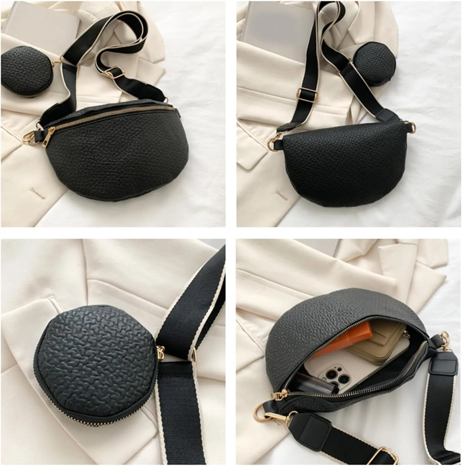 Waist Bag PU Leather Fanny Pack Purse Large Belt Bag Women Shoulder Bag Waist Pack Korean Style Shoulder Bag