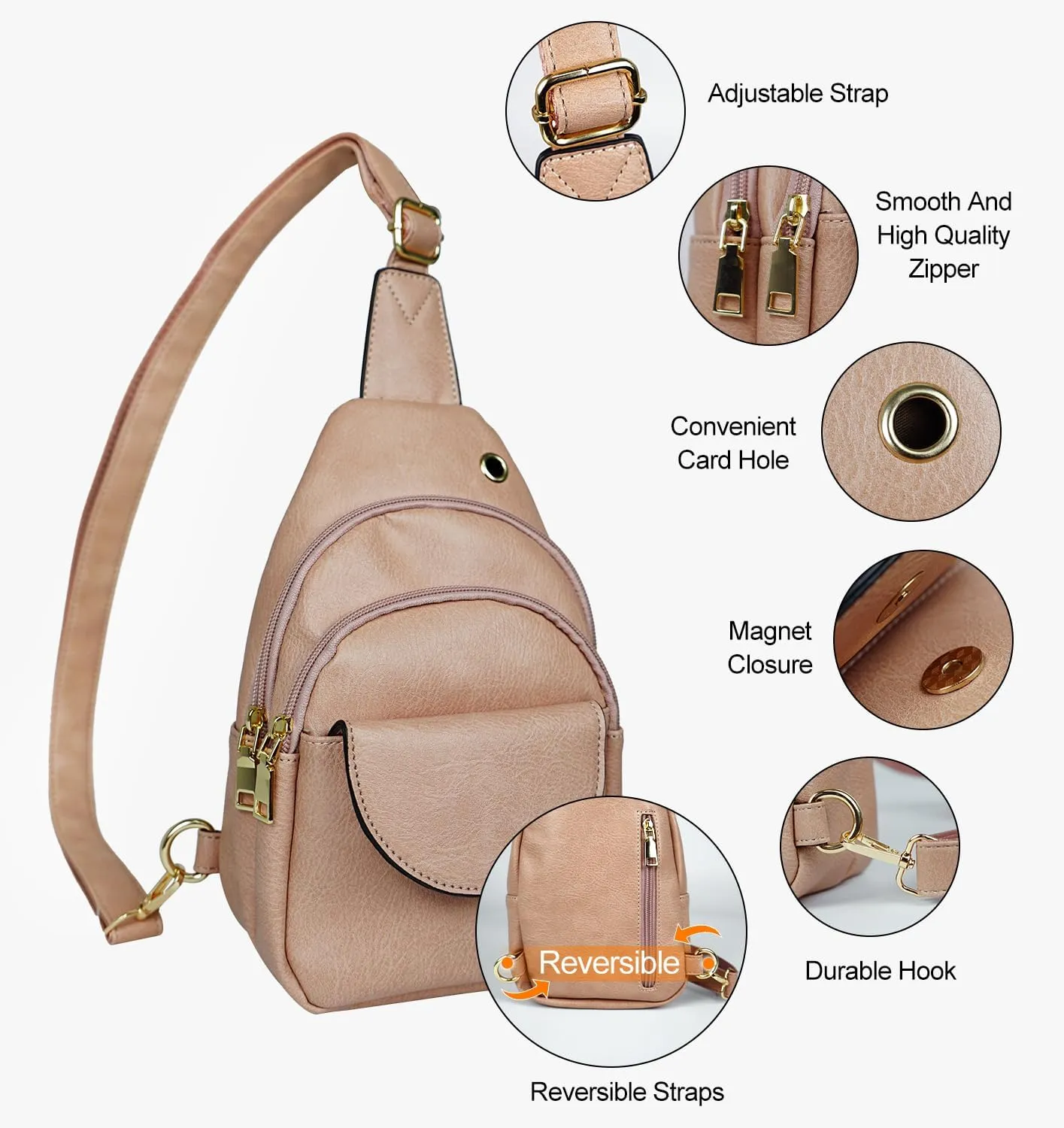 Waist Pack, Fanny Packs, Crossbody Bag, Travel Sling Bag, Leather Sling Bag