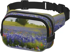 Waist Pack for Men Women Crossbody Belt Bag Texas Bluebonnets Scenery Waist Bag Travel Fanny Pack Bum Bags