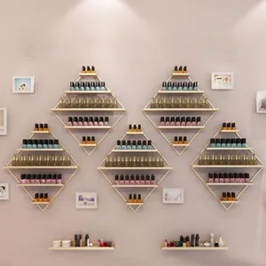 Wall Metal Nail Polish Organizer Open Storage Nail Polish Shelf for Wall Nail Polish Rack Wall Mount for Home Spas and Busines Salons (Size : Seven-Piece Set)