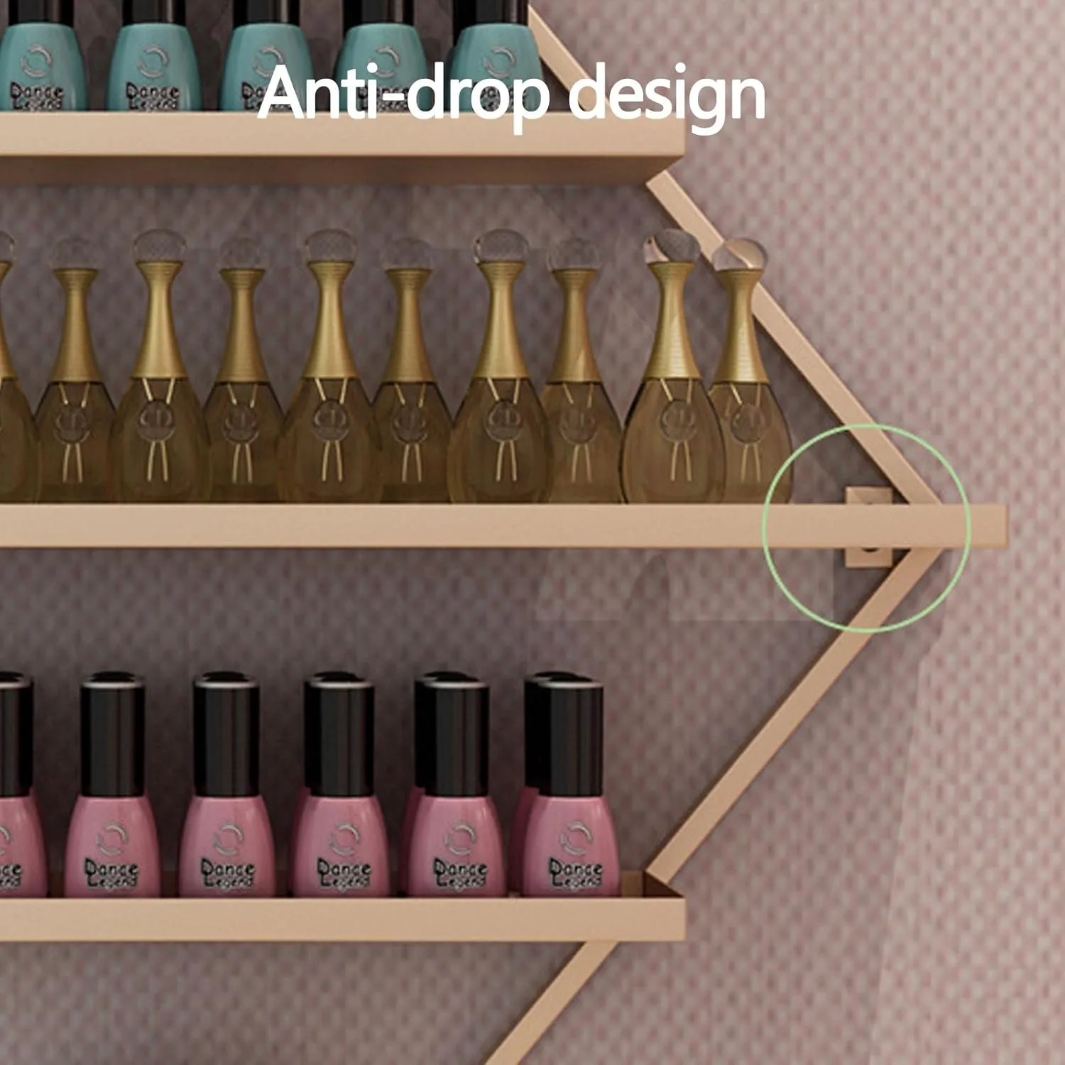 Wall Metal Nail Polish Organizer Open Storage Nail Polish Shelf for Wall Nail Polish Rack Wall Mount for Home Spas and Busines Salons (Size : Seven-Piece Set)