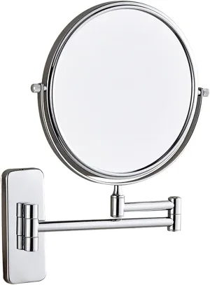 Wall Mounted Makeup Mirror, 8 inch Chrome Finish Double Sided Magnifying Shaving Mirror, Extendable Bathroom Round Cosmetic Vanity Mirrors,3X (Color : 3X)