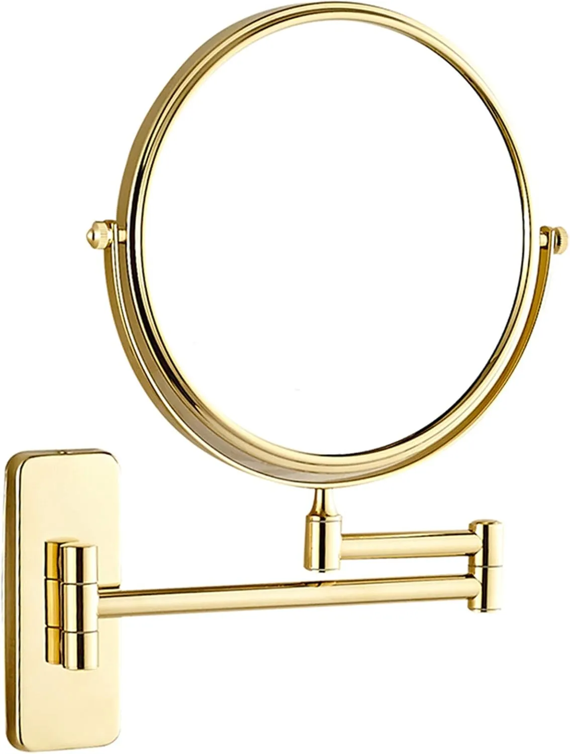 Wall Mounted Makeup Mirror, 8 inch Gold Finish Double Sided Magnifying Shaving Mirror, Extendable Bathroom Round Cosmetic Vanity Mirrors,7X (Color : 3X)