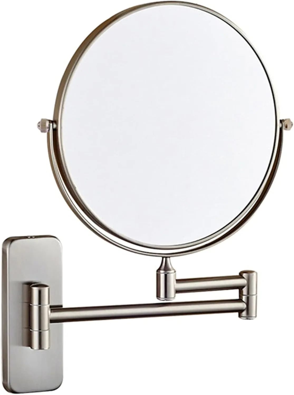 Wall Mounted Makeup Mirror, 8 inch Nickel Finish Double Sided Magnifying Shaving Mirror, Extendable Bathroom Round Cosmetic Vanity Mirrors,5X (Color : 3X)