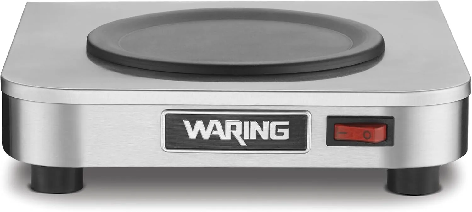 Waring Commercial WCW10 Café Deco Single Coffee Carafe Warmer, 120V, 5-15 Phase Plug, Single Burner Silver