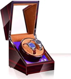 Watch Box Single For Men And Women Automatic Watch Winder Display Box, 2 Automatic Rotation Leather Wood Watch Winder Storage Display Box Luxury Watch Case Display Organizer(Color:A,Size:With light)