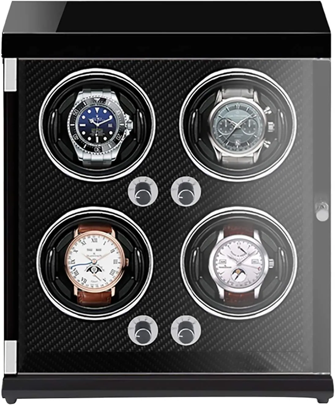 Watch Stand Watch Winders for Automatic Watches - 4-Position Rechargeable Watch Shaker Mechanical Watch Winder Vertical Automatic Watch Winding Box with Light-Sensitive Led Light Q