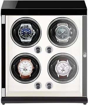 Watch Stand Watch Winders for Automatic Watches - 4-Position Rechargeable Watch Shaker Mechanical Watch Winder Vertical Automatic Watch Winding Box with Light-Sensitive Led Light Quiet and L