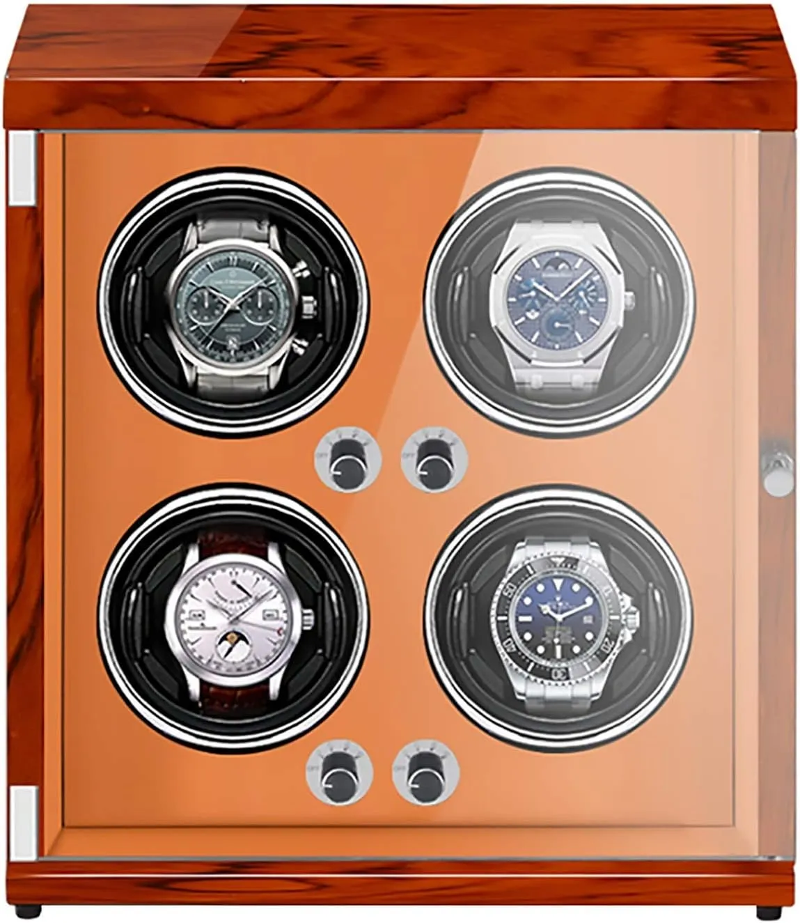 Watch Stand Watch Winders for Automatic Watches - 4-Position Rechargeable Watch Shaker Mechanical Watch Winder Vertical Automatic Watch Winding Box with Light-Sensitive Led Light Quiet and L
