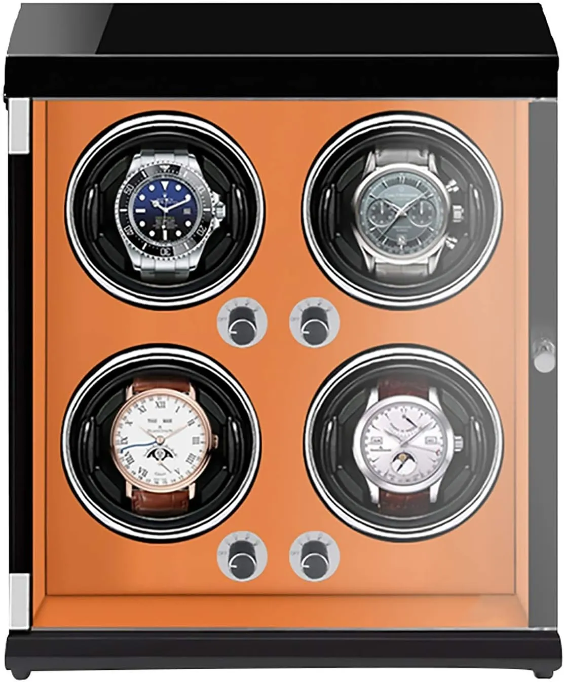 Watch Stand Watch Winders for Automatic Watches - 4-Position Rechargeable Watch Shaker Mechanical Watch Winder Vertical Automatic Watch Winding Box with Light-Sensitive Led Light Quiet and L