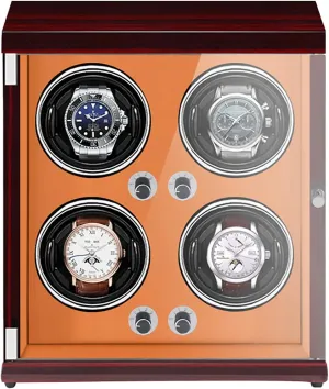 Watch Stand Watch Winders for Automatic Watches - 4-Position Rechargeable Watch Shaker Mechanical Watch Winder Vertical Automatic Watch Winding Box with Light-Sensitive Led Light Quiet and L