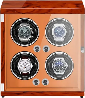 Watch Stand Watch Winders for Automatic Watches - 4-Position Rechargeable Watch Shaker Mechanical Watch Winder Vertical Automatic Watch Winding Box with Light-Sensitive Led Light Quiet and L