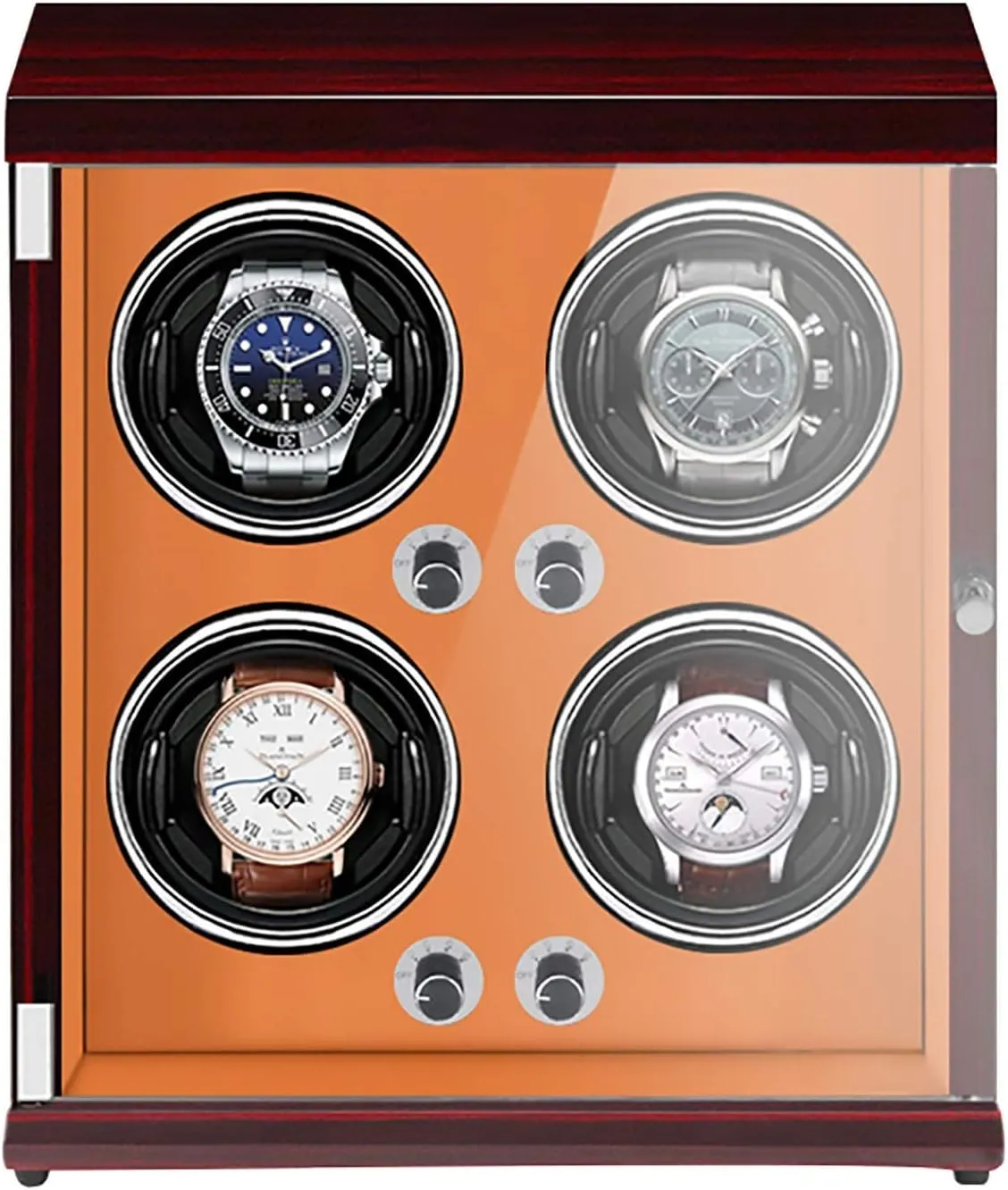 Watch Stand Watch Winders for Automatic Watches - 4-Position Rechargeable Watch Shaker Mechanical Watch Winder Vertical Automatic Watch Winding Box with Light-Sensitive Led Light Quiet and L