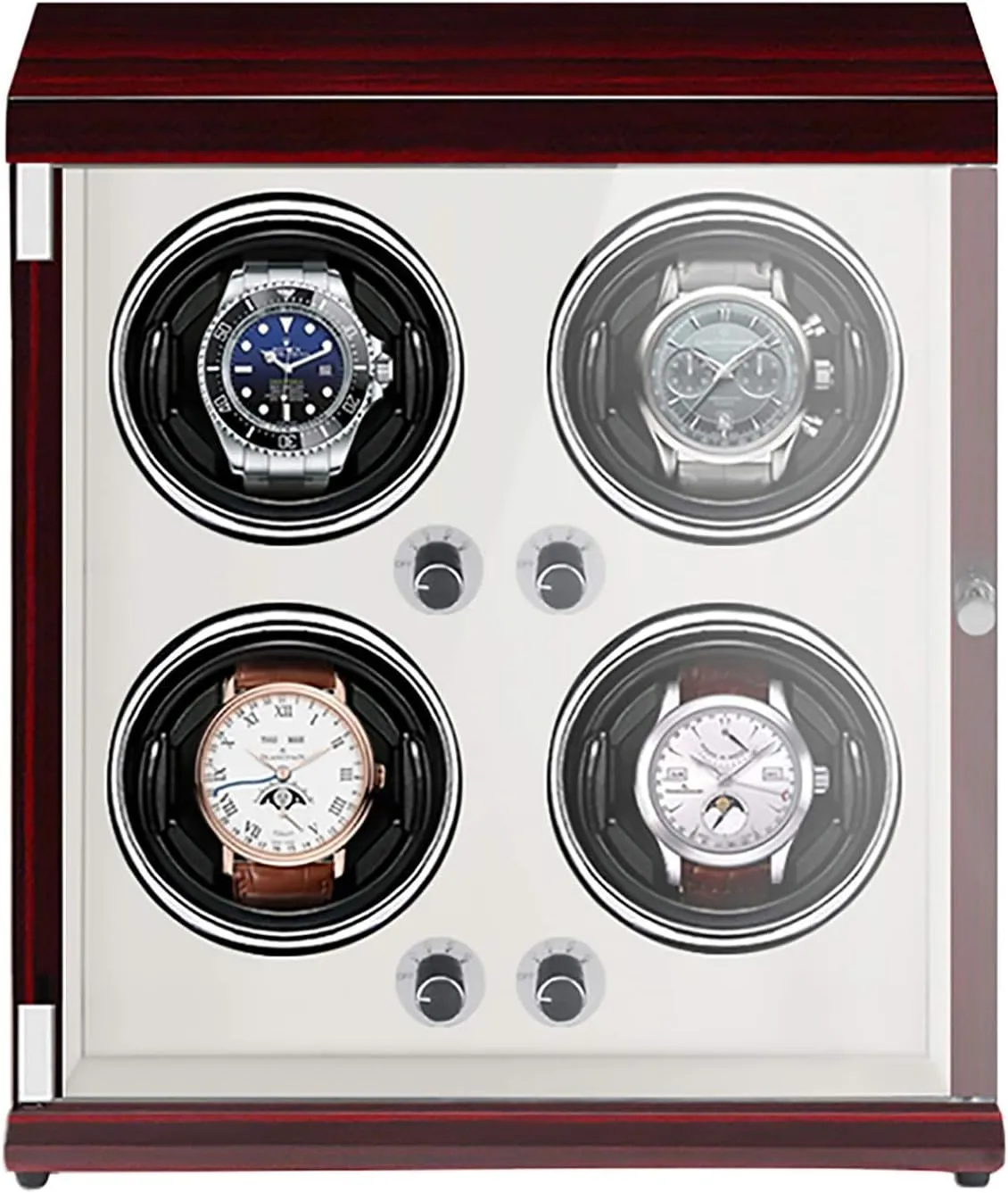 Watch Stand Watch Winders for Automatic Watches - 4-Position Rechargeable Watch Shaker Mechanical Watch Winder Vertical Automatic Watch Winding Box with Light-Sensitive Led Light Quiet and L