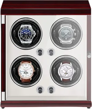 Watch Stand Watch Winders for Automatic Watches - 4-Position Rechargeable Watch Shaker Mechanical Watch Winder Vertical Automatic Watch Winding Box with Light-Sensitive Led Light Quiet and L
