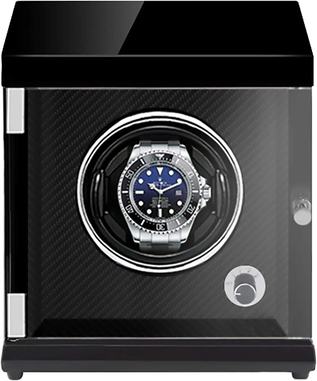 Watch Stand Watch Winders for Automatic Watches - Rechargeable Single Watch Shaker Mechanical Watch Winder Vertical Automatic Watch Winding Box with Light-Sensitive Led Light Quiet and Lasti