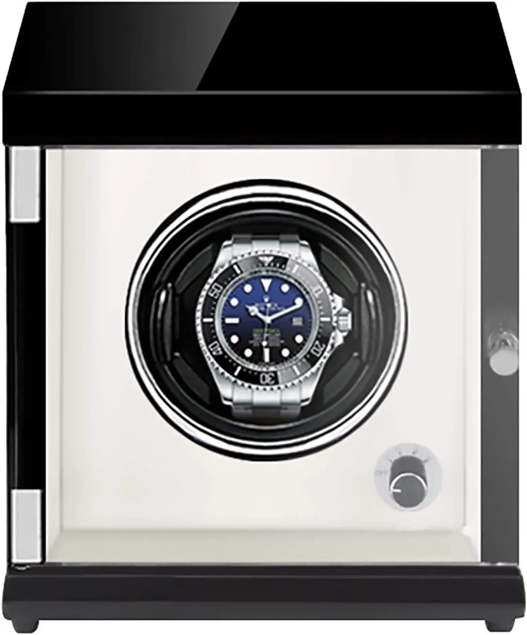 Watch Stand Watch Winders for Automatic Watches - Rechargeable Single Watch Shaker Mechanical Watch Winder Vertical Automatic Watch Winding Box with Light-Sensitive Led Light Quiet