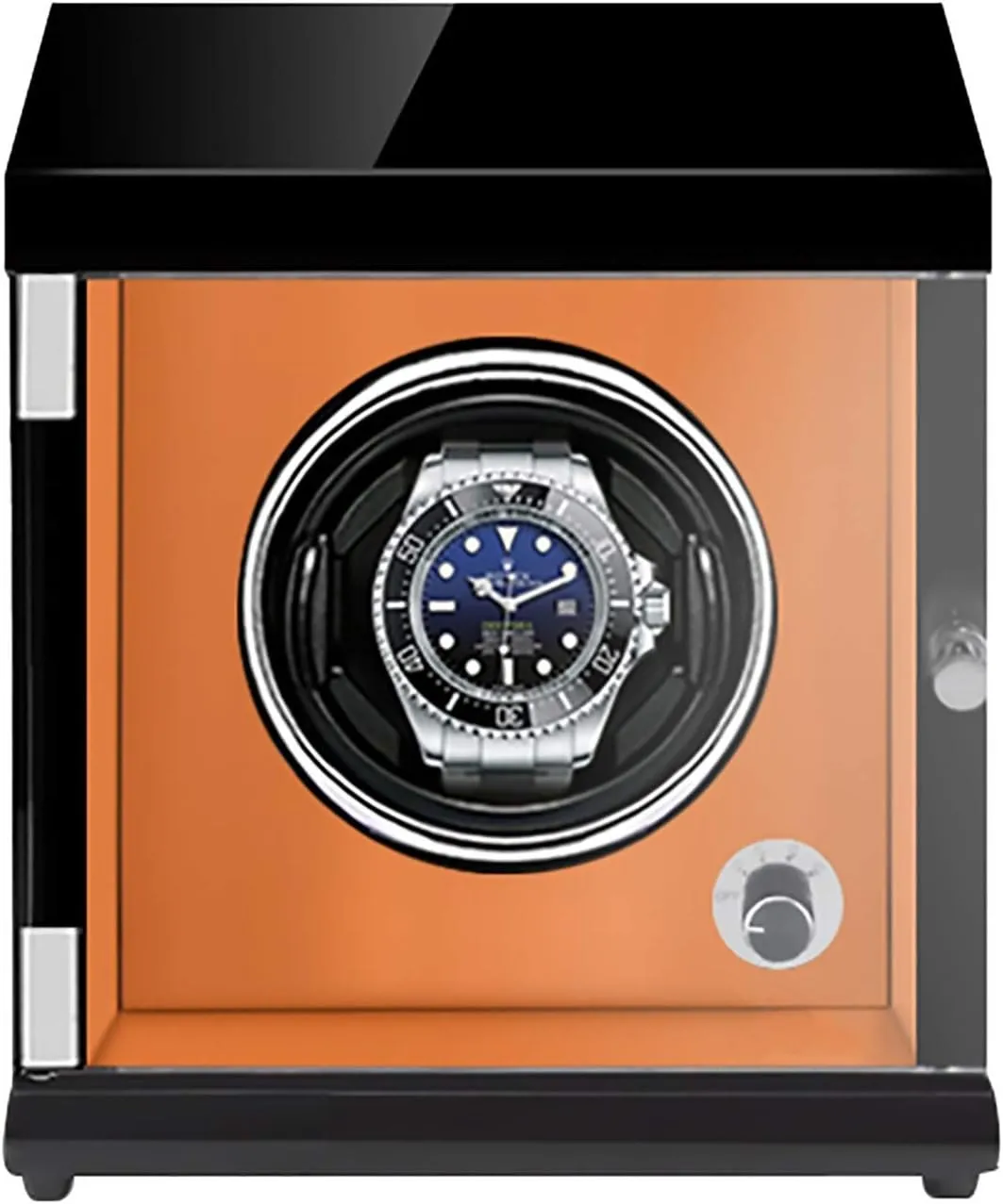 Watch Stand Watch Winders for Automatic Watches - Rechargeable Single Watch Shaker Mechanical Watch Winder Vertical Automatic Watch Winding Box with Light-Sensitive Led Light Quiet