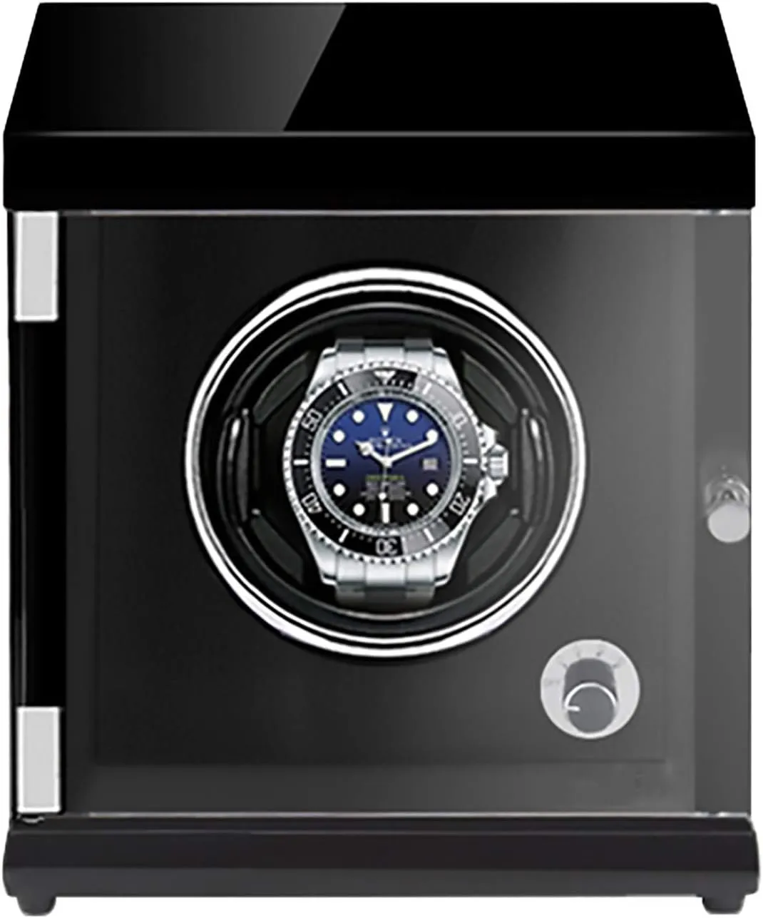 Watch Stand Watch Winders for Automatic Watches - Rechargeable Single Watch Shaker Mechanical Watch Winder Vertical Automatic Watch Winding Box with Light-Sensitive Led Light Quiet