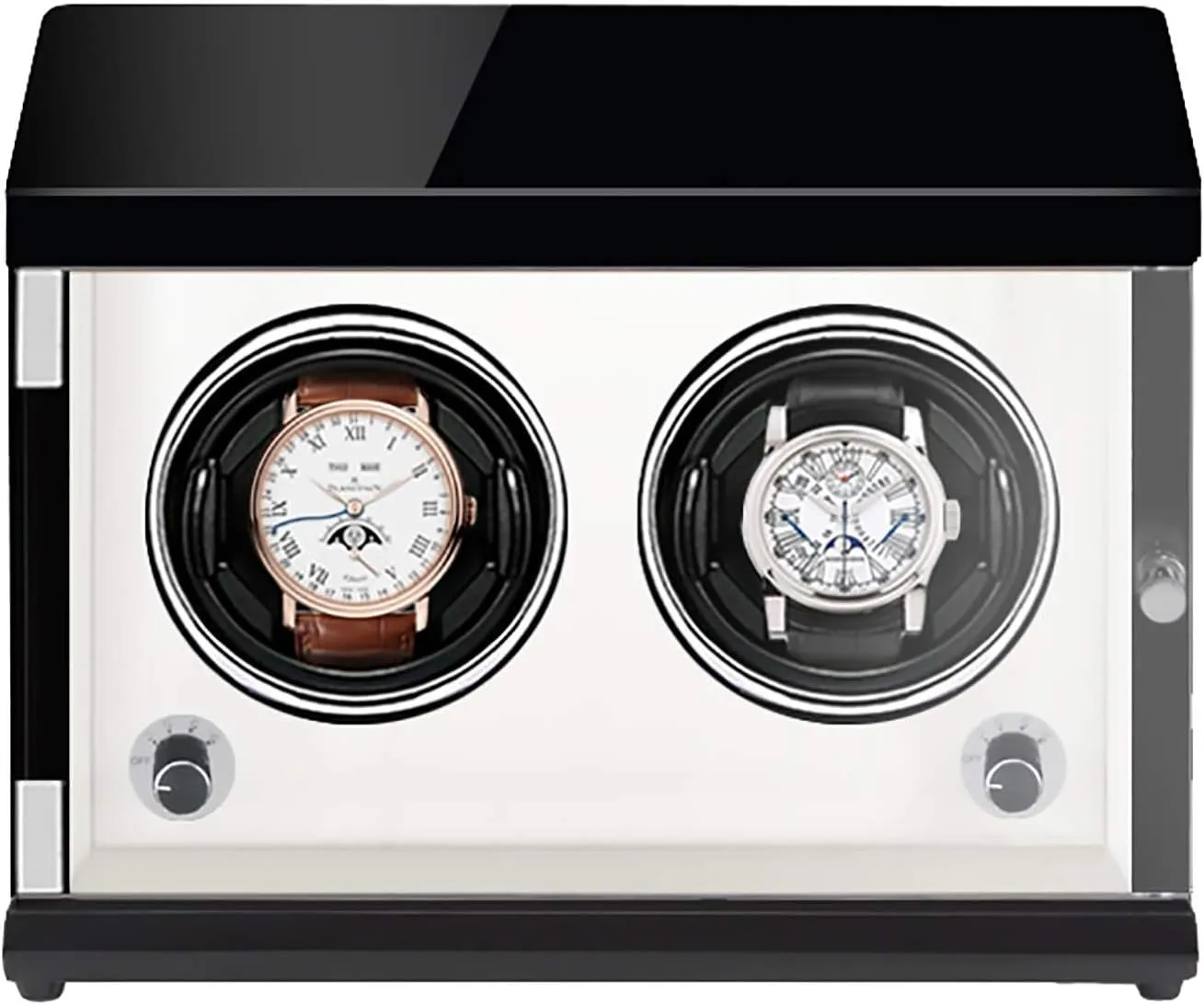 Watch Stand Watch Winders for Automatic Watches - Rechargeable Two-Position Watch Shaker Mechanical Watch Winder Vertical Automatic Watch Winding Box with Light-Sensitive Led Light Quiet and