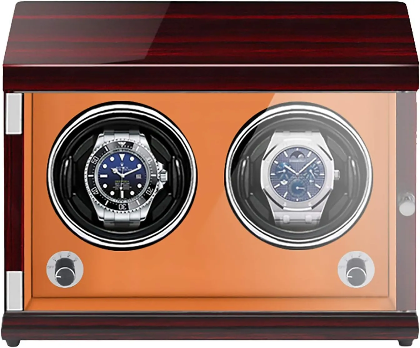 Watch Stand Watch Winders for Automatic Watches - Rechargeable Two-Position Watch Shaker Mechanical Watch Winder Vertical Automatic Watch Winding Box with Light-Sensitive Led Light Quiet and
