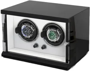 Watch Winder for 2 Automatic Watches Adjustable Watch Pillows Display Box in Wooden Shell Ultra-Silence Motor Built-in LED Illumination