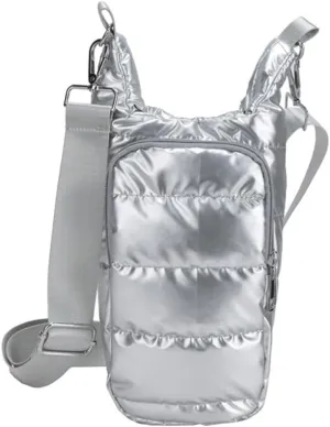 Water Bottle Carrier Bag with Phone Pocket Puffer Tote Bag Quilted Crossbody Shoulder Bag Water Bottle Holder with Strap