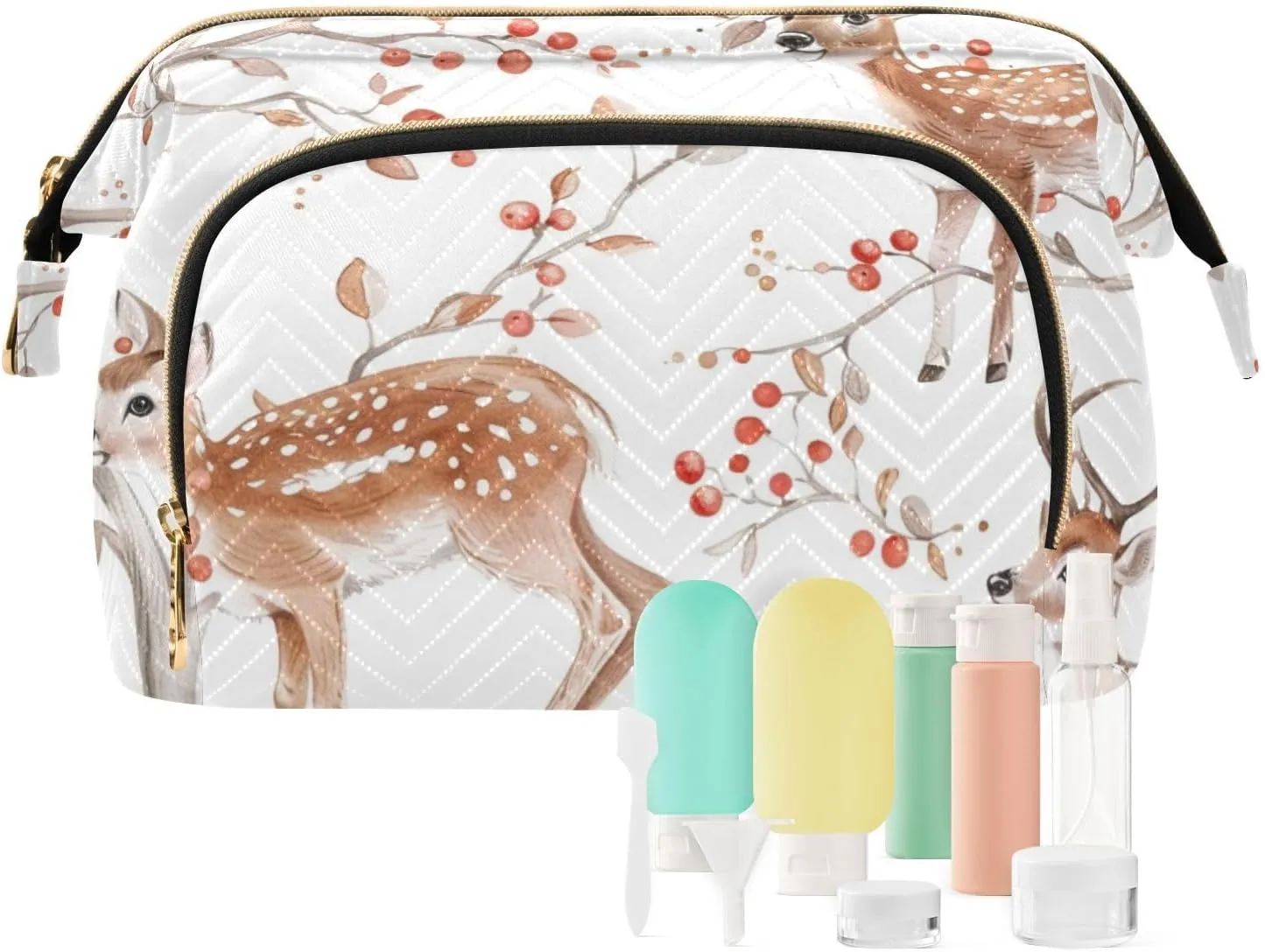 Watercolor Painting Reindeer Travel Bag Waterproof Travel Bags For Women Women's Coin Change Purse for Cosmetic Travel