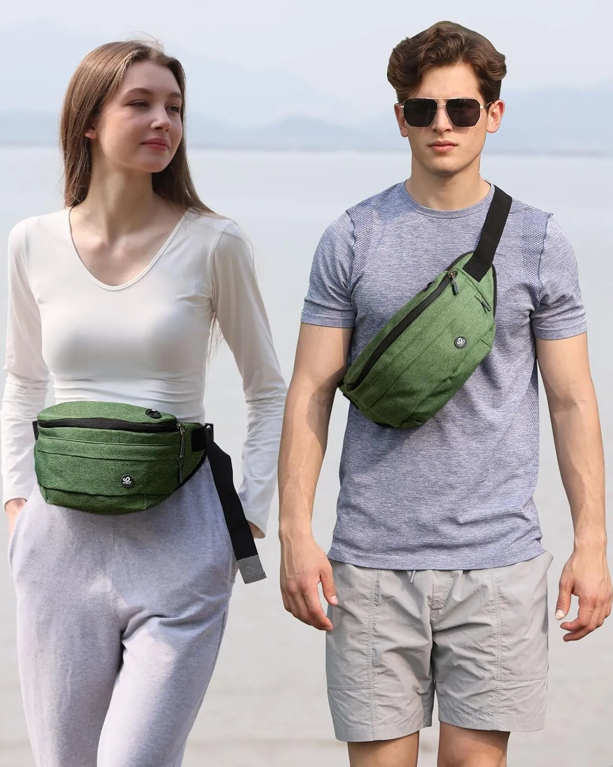 WATERFLY Fanny Pack for Men Women Water Resistant Large Hiking Waist Bag Pack Carrying All Phones for Running Walking Traveling