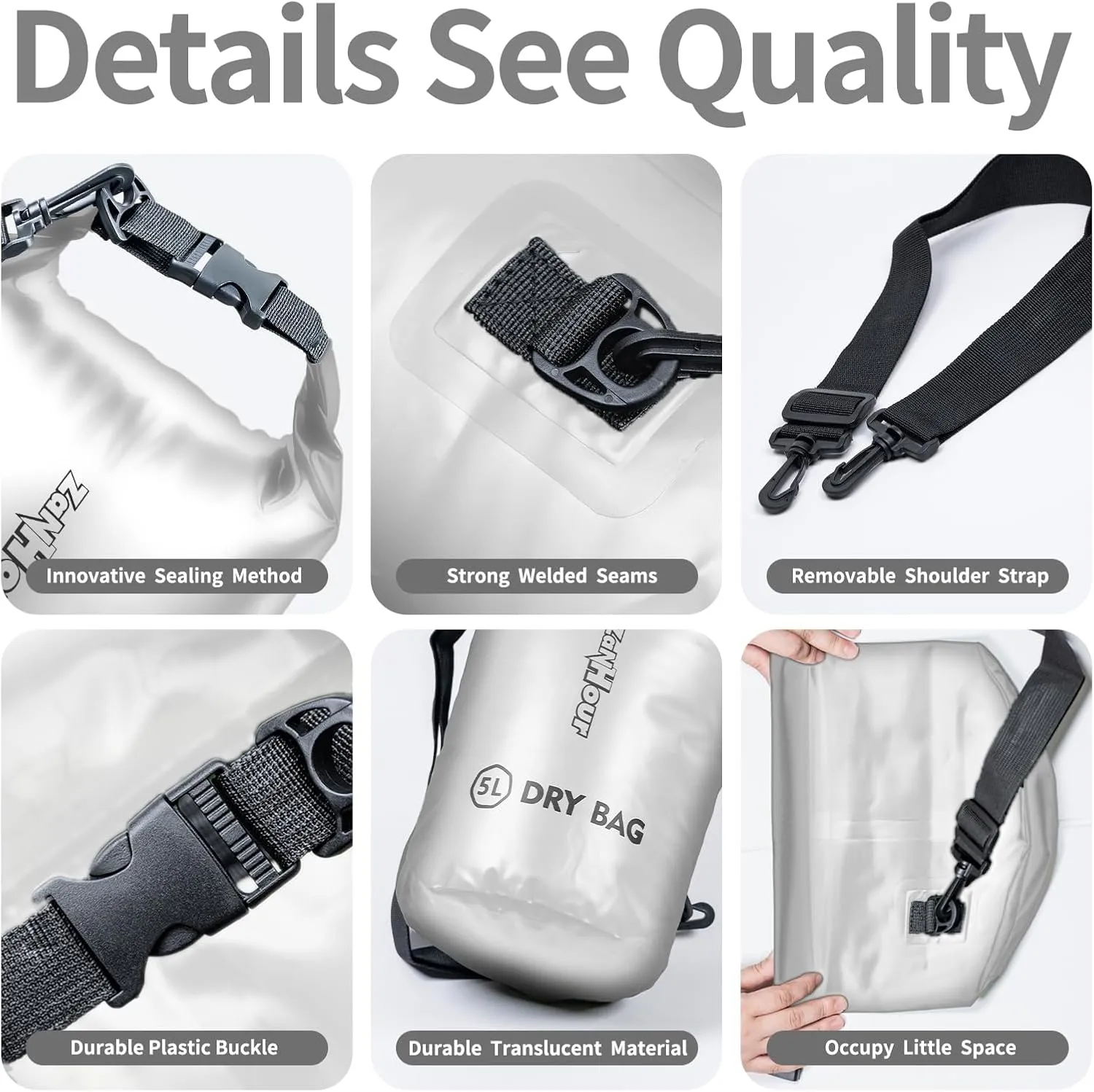 Waterproof Dry Bag - Roll Top Transparent Storage Bag,2L/5L/10L/20L,Suitable for Traveling, Swimming, Kayaking, Camping, Fishing, Rainy Day Trips