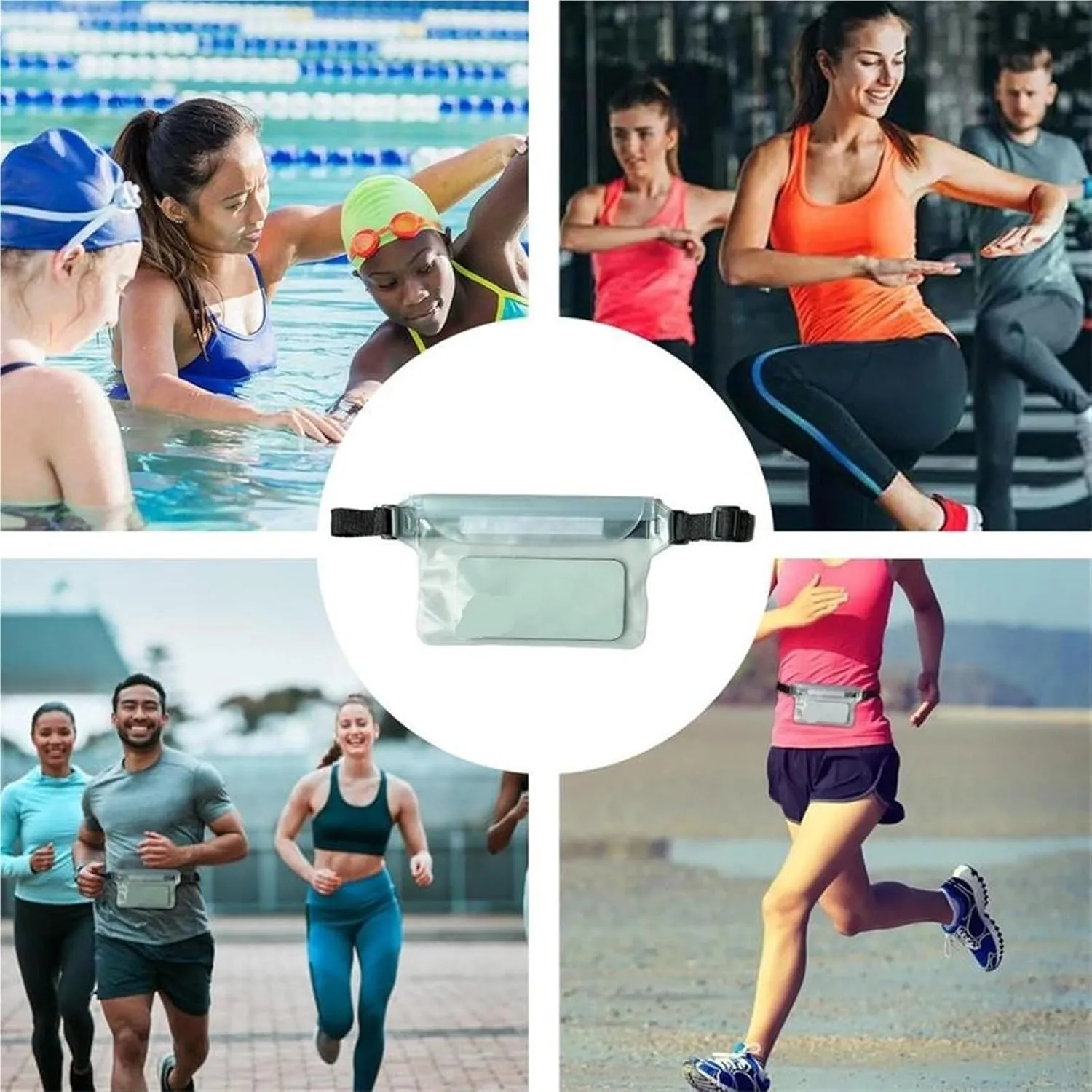 Waterproof Dry Bag Waterproof Swimming Bag Ski Drift Diving Shoulder Waist Pack Bag with Waist Strap Phone Fanny Pack Mobile Belt Bag for Rafting for Swimming,Boating(Black)