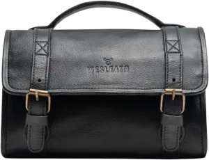 Waterproof Toiletry Bag | Made of Full grain Leather, Customized Water-Resistant Cosmetic Case For Men - Carry On Premium Quality Travel Organizer for Toiletries (Black)
