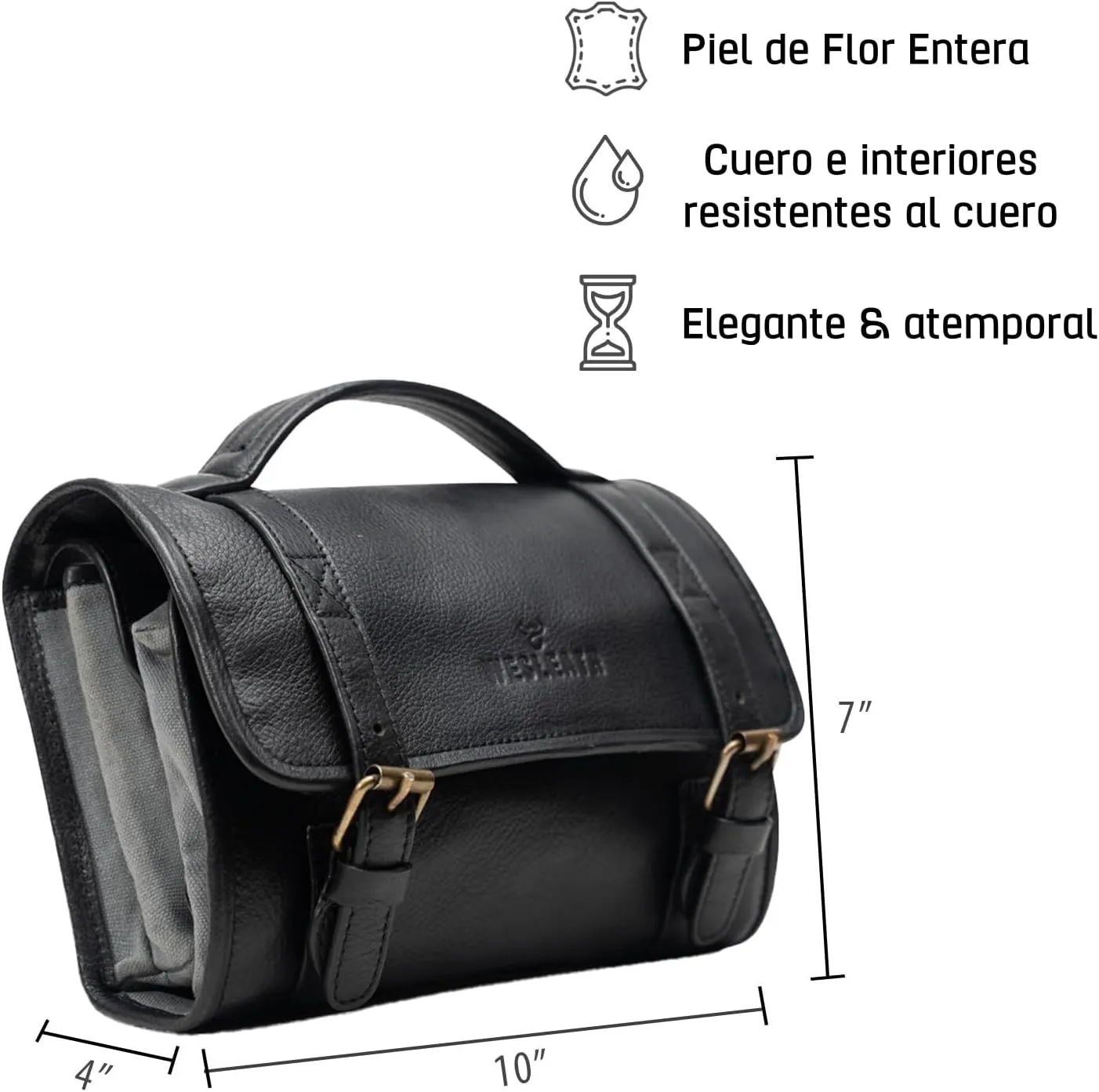Waterproof Toiletry Bag | Made of Full grain Leather, Customized Water-Resistant Cosmetic Case For Men - Carry On Premium Quality Travel Organizer for Toiletries (Black)