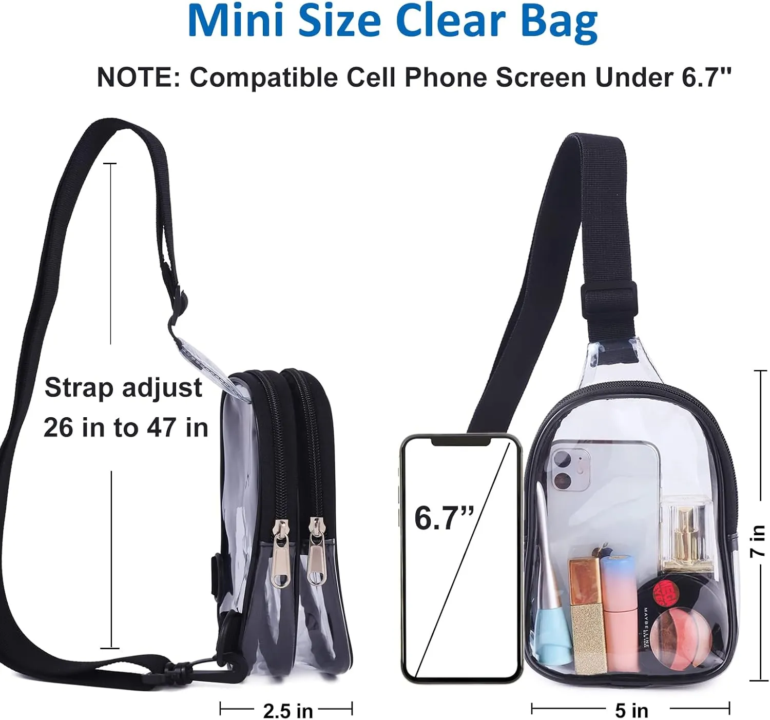 Waterproof Trendy Mini Clear Sling Bag