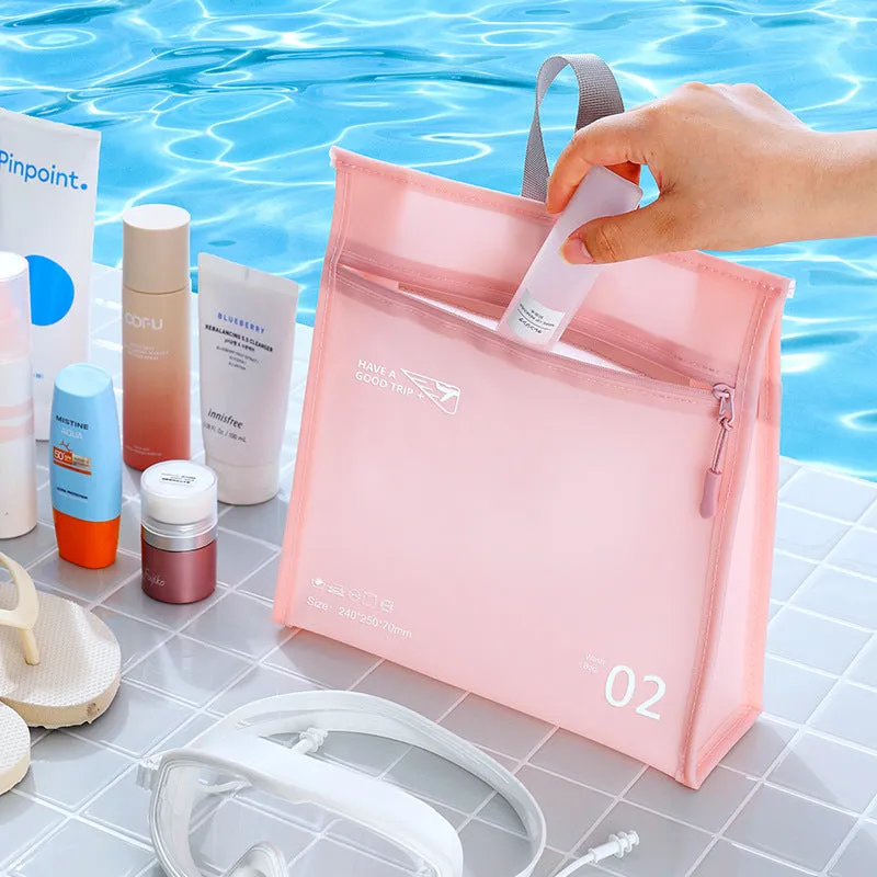 Waterproof Wash Solid Color Storage Large Capacity Cosmetic Bags
