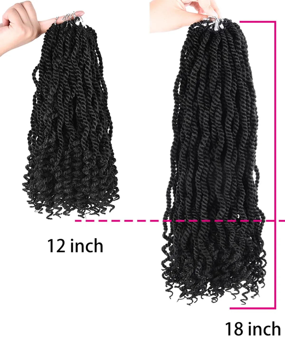 Wavy Senegalese Twist Crochet Hair 12 Inch Crochet Hairs for Black Women Pre-twisted Kids Crochet Hair 6 Packs Braids Wavy Ends Synthetic Hair Extension(1B#, 12 Inch）