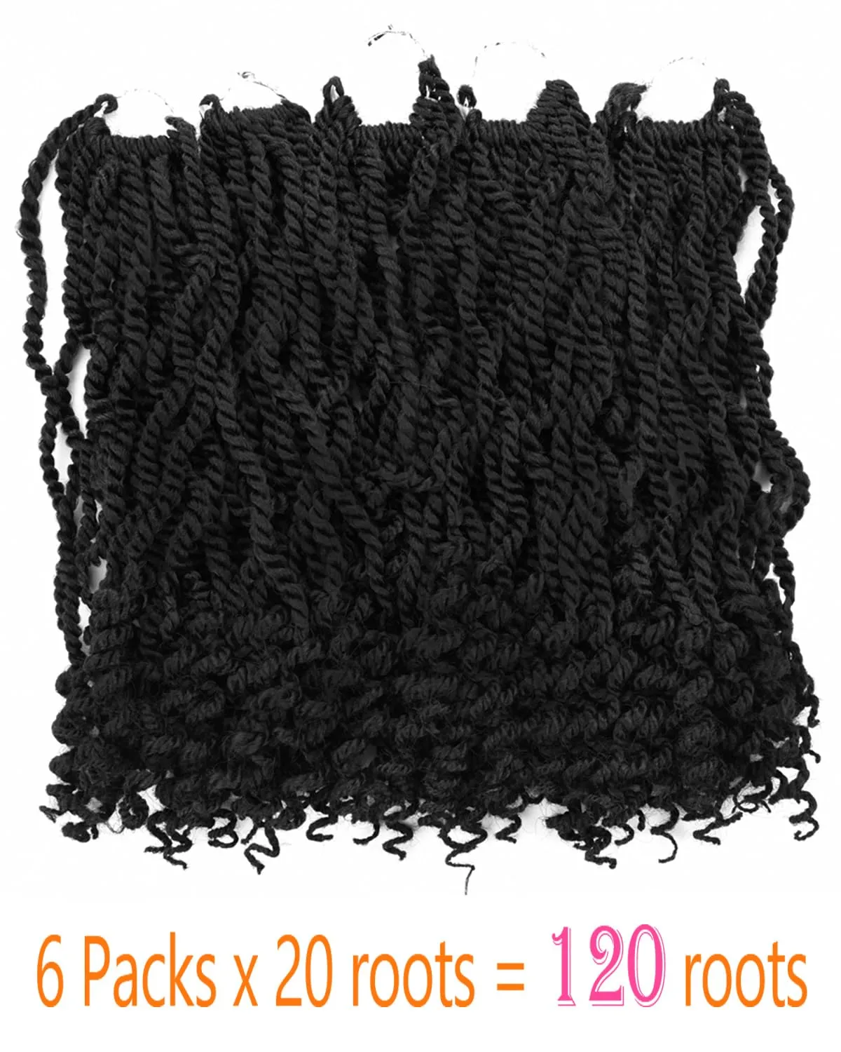 Wavy Senegalese Twist Crochet Hair 12 Inch Crochet Hairs for Black Women Pre-twisted Kids Crochet Hair 6 Packs Braids Wavy Ends Synthetic Hair Extension(1B#, 12 Inch）