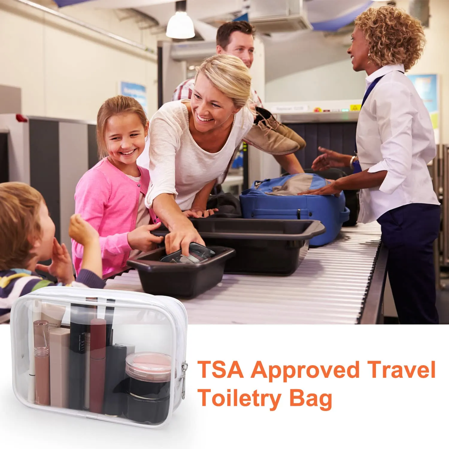 Wedama TSA Approved Toiletry Bag, Cosmetic Bags 4 Pack with Zipper Carry on Airline Airport Travel Accessories, PVC Makeup Bags for Travel, Quart Size Travel Bags for Men and Women-White