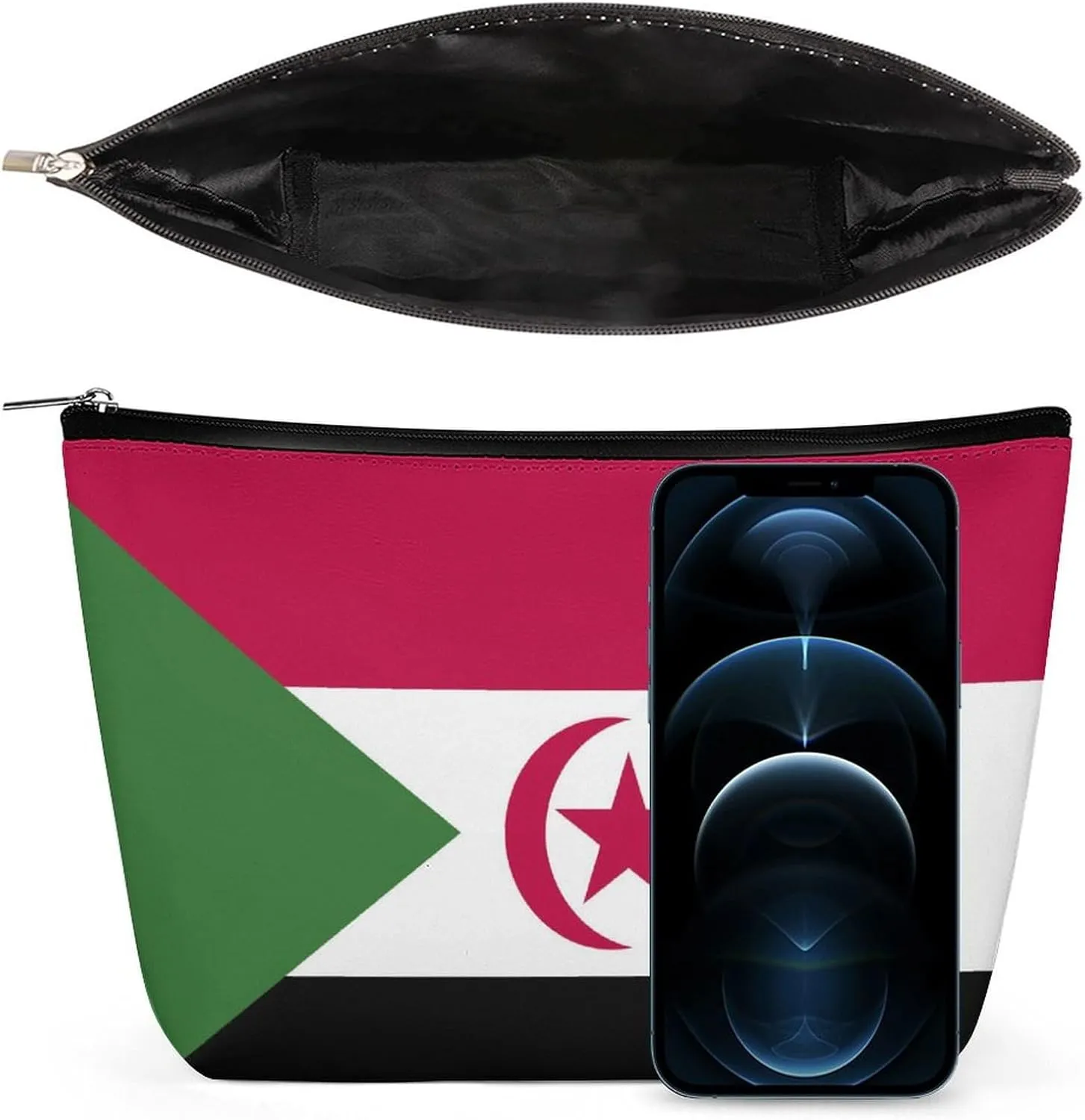 Western Sahara Flag Makeup Organizer for Women Travel Cosmetic Bag Lightweight Pouch for Purse