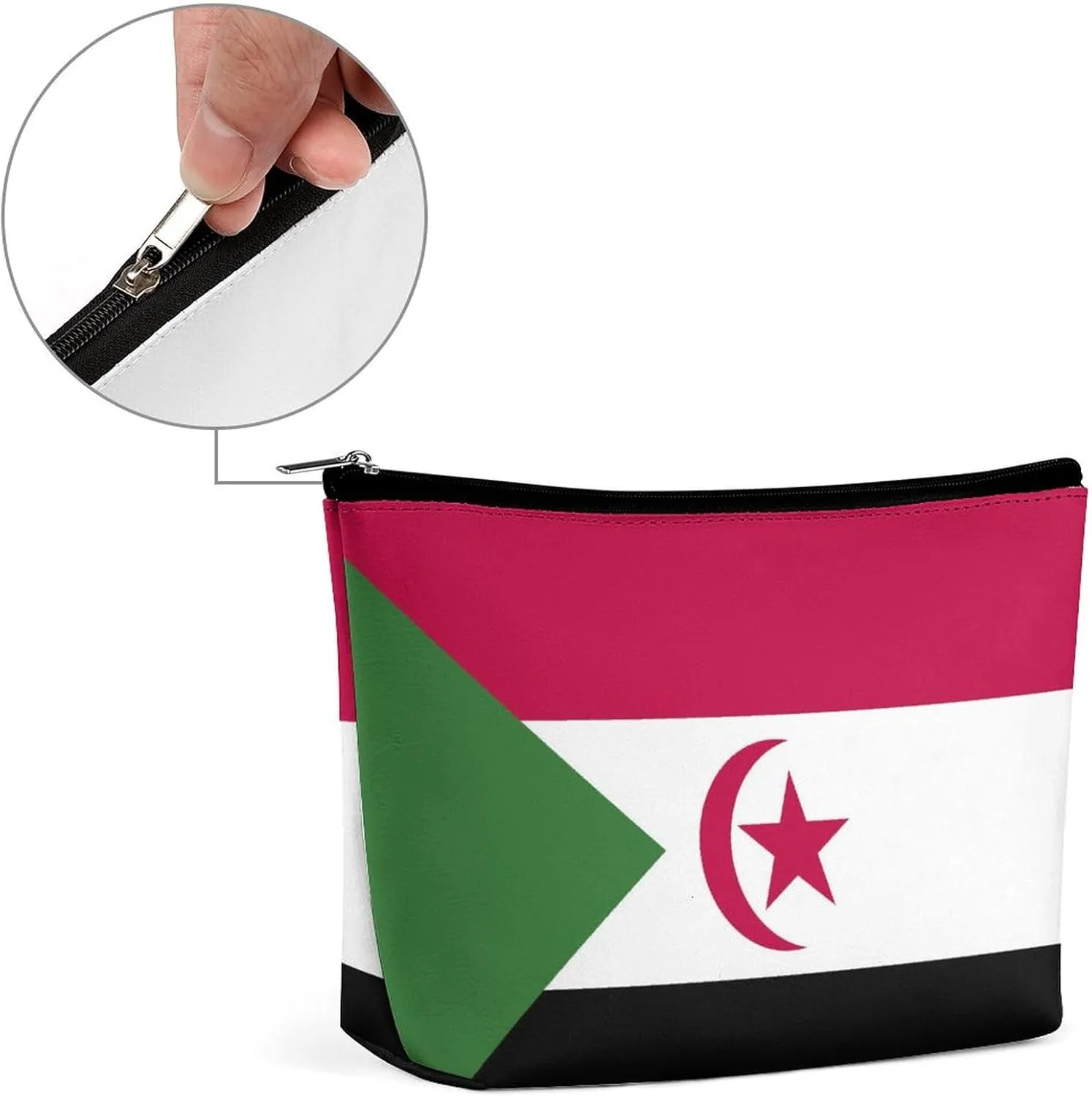 Western Sahara Flag Makeup Organizer for Women Travel Cosmetic Bag Lightweight Pouch for Purse