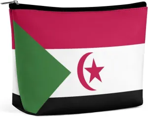 Western Sahara Flag Makeup Organizer for Women Travel Cosmetic Bag Lightweight Pouch for Purse