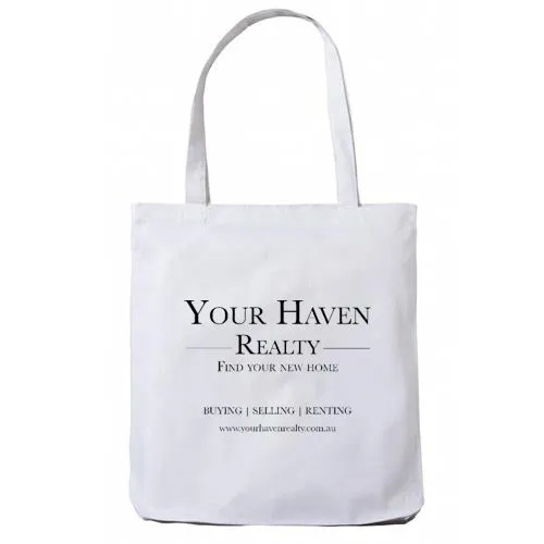 White Cotton Tote Bag with Base Gusset